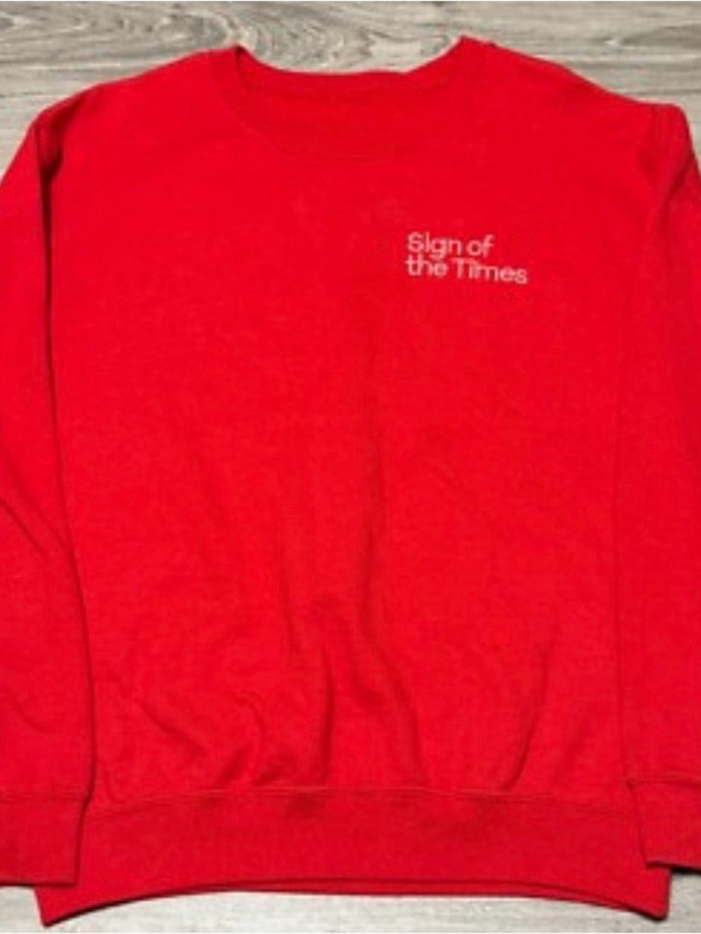 Red Harry Styles  Sweatshirt with 'Sign of the Times' Chest concert merch